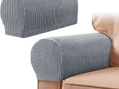 Armrest Covers Set of 2 Spandex Stretch Armchair Protectors Waterproof Anti-slip Furniture Slipcovers for Armchairs Sofa Couches Recliner (Light Grey)