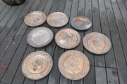 9 large brass trays