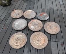 9 large brass trays
