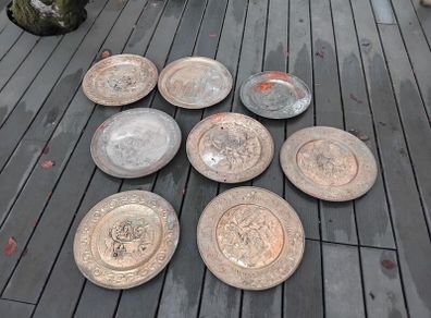 9 large brass trays