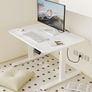 Electric Standing Desk 80x60 cm Low Height 48-75 cm, Height Adjustable Desk with Wheels & Hooks, Stand Up Desk with Memory Handset for Home Office, White Image 8