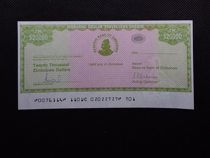 Zimbabwe Dollar Travellers Cheque : 20,000 ZD - 2003