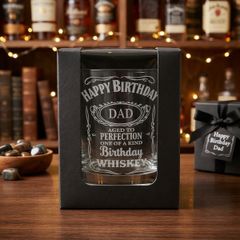 Personalised birthday whiskey glass and gift box