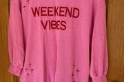 Girl's/ Woman's Pink sweater with ripped design  Weekend Vibes