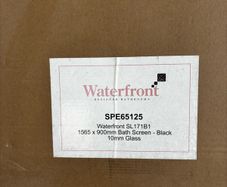Unused Bath Screen in Packaging. Black frame.