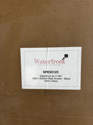 Unused Bath Screen in Packaging. Black frame.
