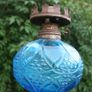 Vintage Blue Table Oil Lamp 10" Image 2