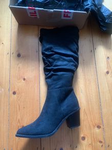 Wide Fit Slouch Black Knee Boots