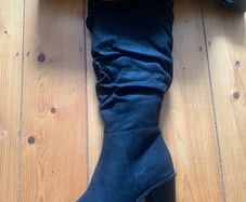 Wide Fit Slouch Black Knee Boots
