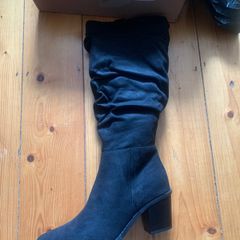 Wide Fit Slouch Black Knee Boots