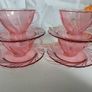 vintage glass teacups, pink glass, pink cups Image 3