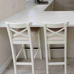 Pair of IKEA White Kitchen Breakfast Bar Stools