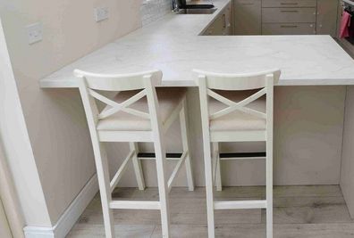 Pair of IKEA White Kitchen Breakfast Bar Stools