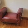 Maroon leather armless chair Image 2