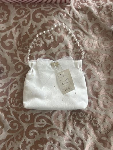 communion shoes and bag veil