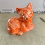 Galle Style Cat in Scarlet  Orangey /Red and Gold Reproduction of 1880s Original Emile Galle Tribute Likely German Image 2