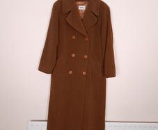 Gil Bret Camel Brown Double Breasted Classic Wool Long Overcoat 14UK/42EU