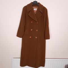 Gil Bret Camel Brown Double Breasted Classic Wool Long Overcoat 14UK/42EU