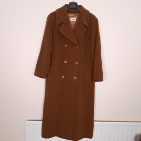 Gil Bret Camel Brown Double Breasted Classic Wool Long Overcoat 14UK/42EU