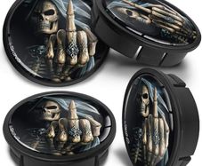 4 x 60mm ABS Car Alloy Wheel Centre Universal Rims Hub Center Caps Auto Tuning Logo Emblem Black Skull CX 25