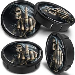 4 x 60mm ABS Car Alloy Wheel Centre Universal Rims Hub Center Caps Auto Tuning Logo Emblem Black Skull CX 25
