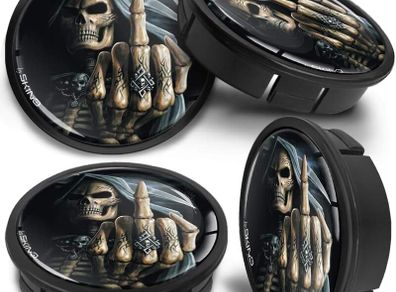4 x 60mm ABS Car Alloy Wheel Centre Universal Rims Hub Center Caps Auto Tuning Logo Emblem Black Skull CX 25