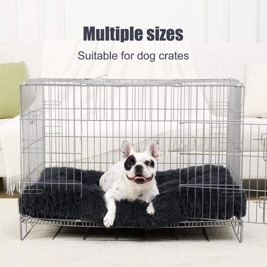 Calming Dog Bed for Medium Crate, Fluffy Washable Mattress, Long Plush Anti Anxiety Mat, Non Skid Bottom Dog Pillow Cushion, Pet Beds Shadow