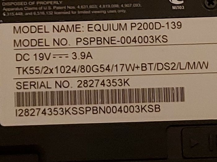 Toshiba Equium P200D-139 Model PSPBNE-004003KS, Windows 7, 2 GB ram, 100GB HDD, Chrome, and VLC for best movie experience