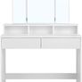Dressing Table with Folding Mirror and 2 Drawers, Cosmetic Table with 3 Open Compartments, Dressing Table for Make-up, Modern, White, Image 2