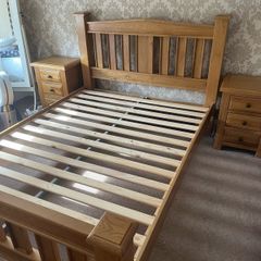 Solid bed frame and matching lockers