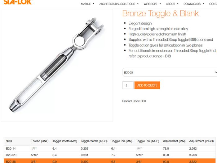 Sta-Lok bottlescrews or turnbuckles with toggles