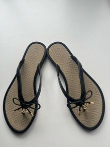 Tory Burch Black Designer Flip Flops