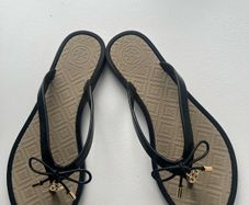 Tory Burch Black Designer Flip Flops