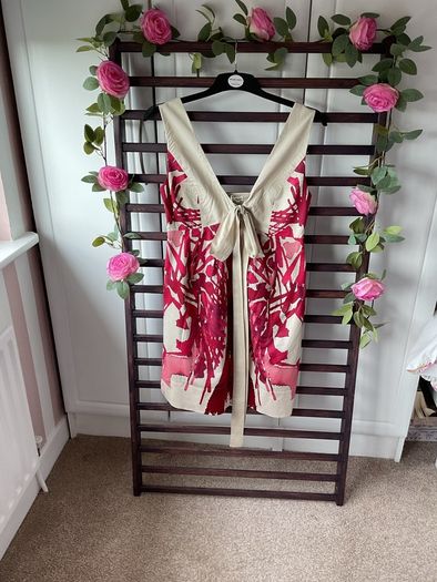 dress Bnwt Hoss dress size 40(12) 100% cotton beige & wine summer dress