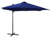 Cantilever Umbrella with Pole and LED Lights Azure Blue 300 cm
