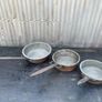 Antique Primitive Copper pan; hand hammered, with forged riveted handles X3 Image 4