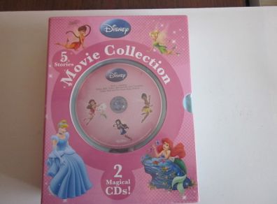 Disney 5 Stories Movie Collection Audio and Books CD X 2 Three Tinkerbell stories and Cinderella and The Little Mermaid. New