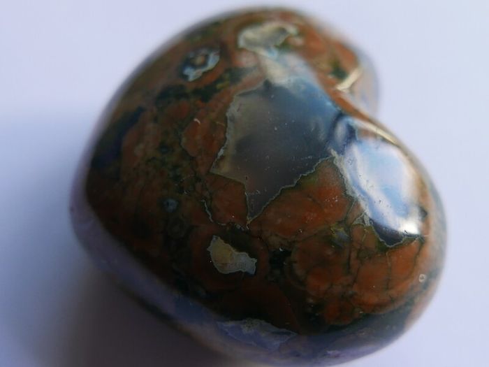 2" Multicolor Rhyolite Jasper Puffy Heart Crystal Mineral Stone