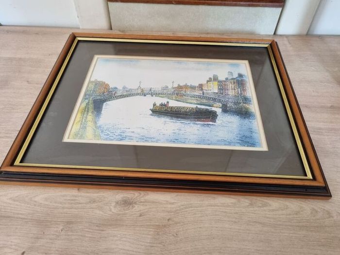 The halfpenny bridge, Dublin - framed picture.