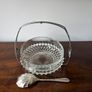 Vintage Cut Glass Serving Bowl with Decorative Stand & EPNS Spoon Image 7