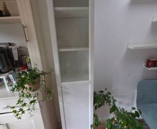White Ikea Billy Oxberg bookcase / cabinet with glass door