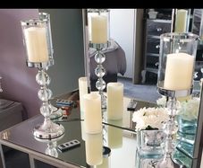2 silver glass candle holders