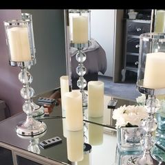 2 silver glass candle holders