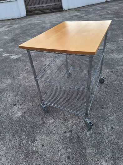 Large stainless steel kitchen trolley
