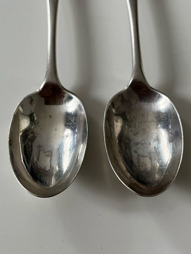 Pair of Antique Sterling Silver Teaspoons  London 1896  George Maudsley Jackson