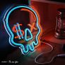 Dimmable Skull Neon Sign, Skull Neon Light Acrylic Plate Powered by USB with Switch, 28x25cm Skeleton LED Blue Wall Signs Art for Kid Bedroom Teen Boys Living Room Bar Party Decoration (FREE POSTAGE) Image 2