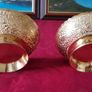 Antique Ornate And Engraved Solid Brass Footed Bowls With Underplate Image 6