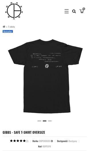 DOPEHOUSE Gibbs T-shirt Black Unisex M   Made in Poland