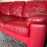 Red Leather 3 seater couch Image 7