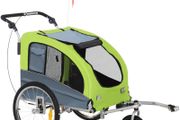 Dog Bike Trailer Pet Stroller Cart Carrier for Bicycle 360 Rotatable with Reflectors 3 Wheels Hitch Coupler Push/ Pull/ Brake Water Resistant Green